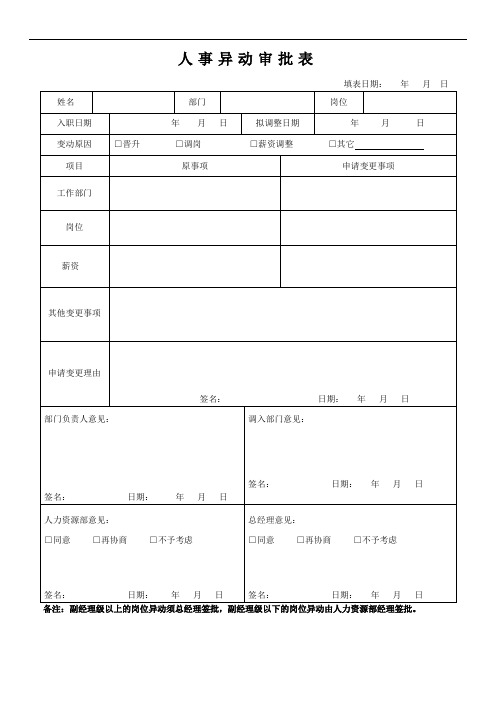 异动单(晋升、调岗、薪资调整)