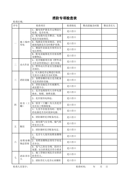 消防专项检查表