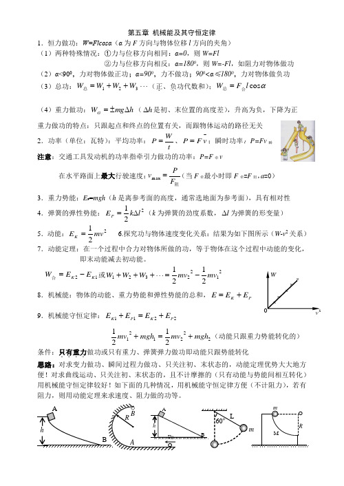 高一物理必修2全册规律(公式)大全