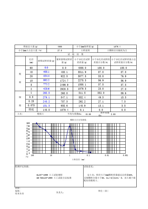 最新颗粒分析自动计算表