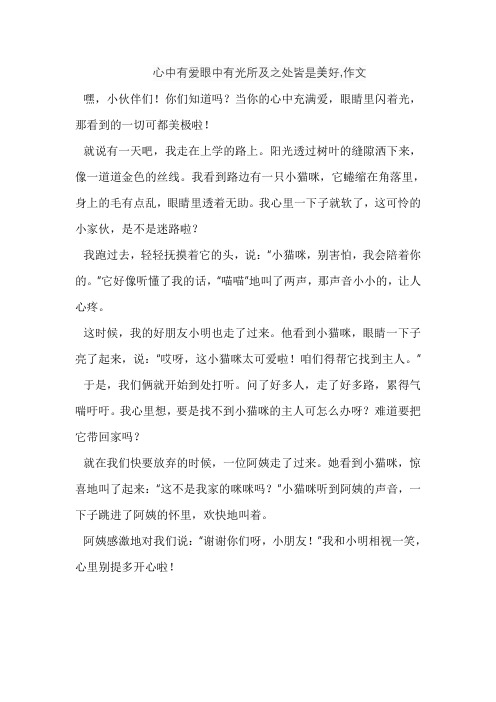 心中有爱眼中有光所及之处皆是美好,作文