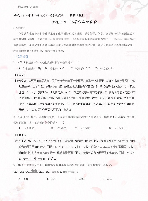 2021年中考化学二轮复习考点突击步步为赢(解析版)(II).doc