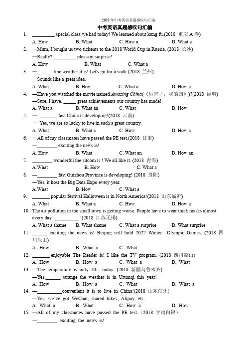 2019年中考英语真题感叹句汇编
