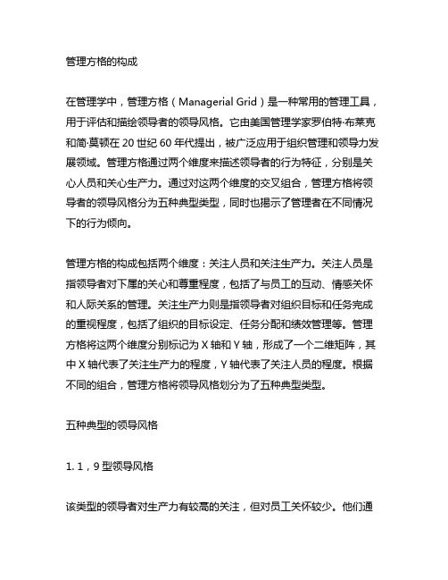 阐述管理方格的构成及五种典型的领导风格