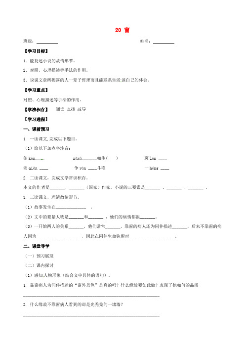 八年级语文下册20窗导学案苏教版