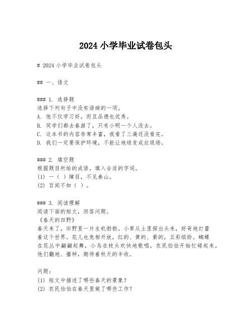 2024小学毕业试卷包头