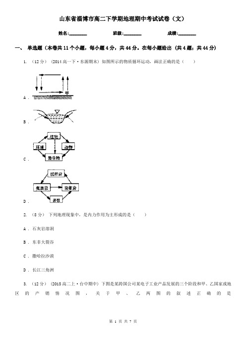 山东省淄博市高二下学期地理期中考试试卷(文)