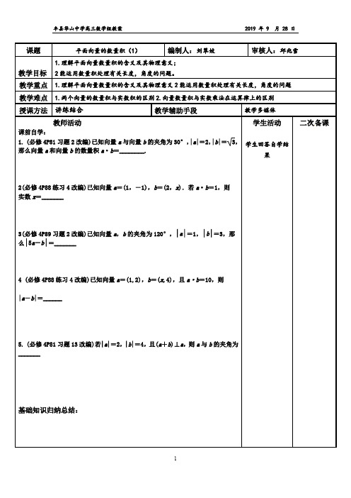 平面向量的数量积(1)