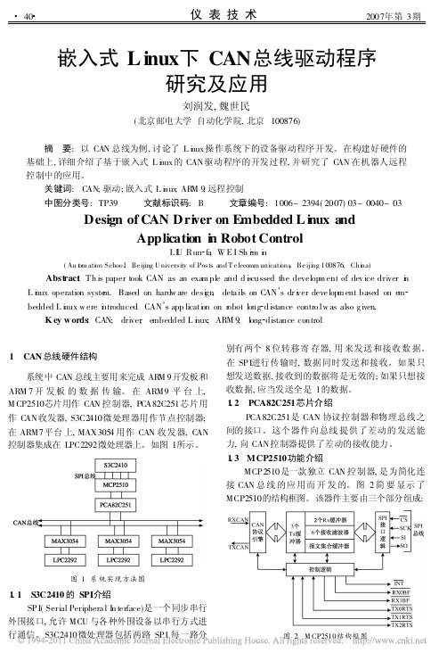 嵌入式Linux下CAN总线驱动程序研究及应用