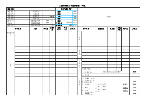 门窗、幕墙综合单价分析表