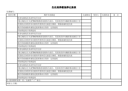 生化培养箱保养记录表