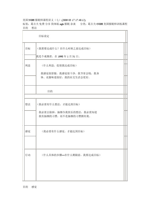 美国NGH催眠师课程讲义7