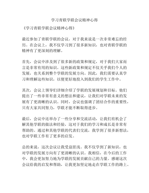 学习青联学联会议精神心得