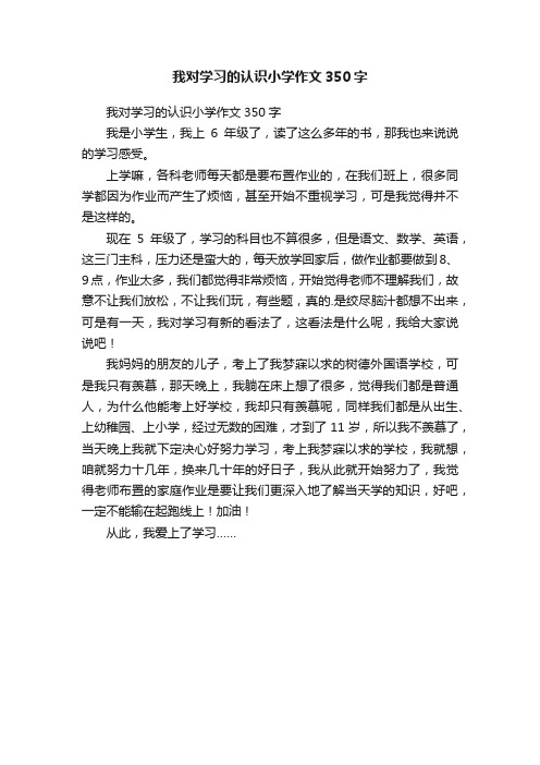 我对学习的认识小学作文350字