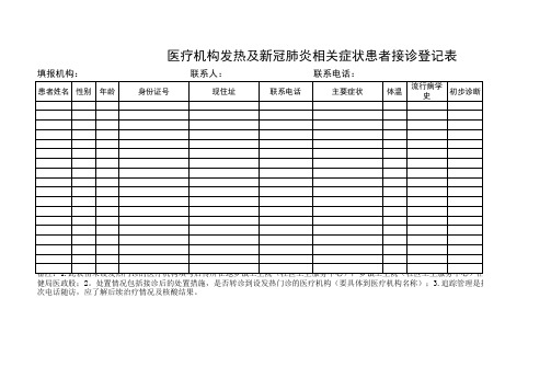 发热及新冠肺炎相关症状患者接诊登记表(1)