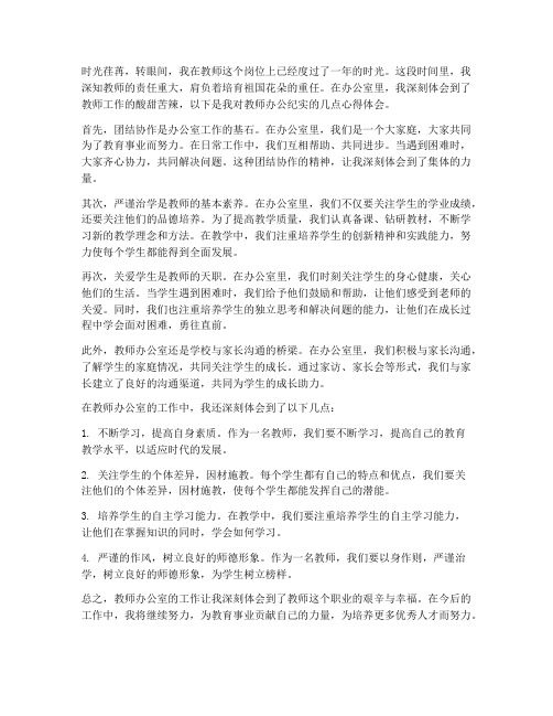 教师办公纪实心得体会