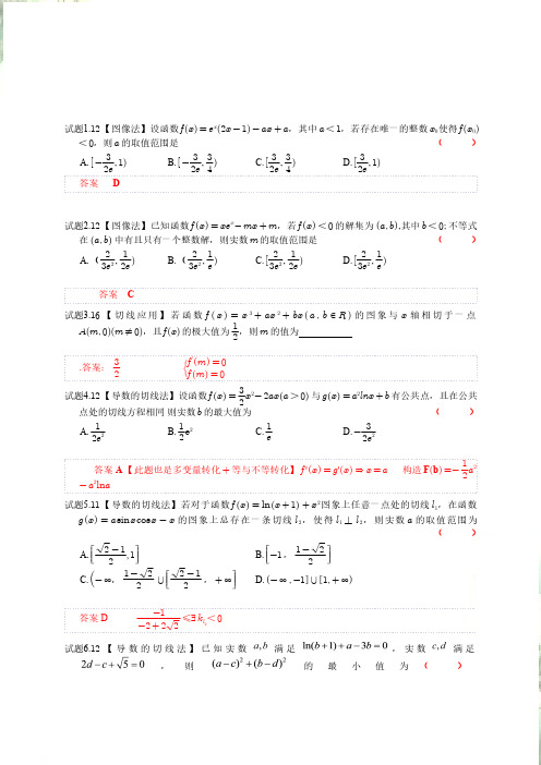 高中数学《导数》压轴小题精练100(含答案)