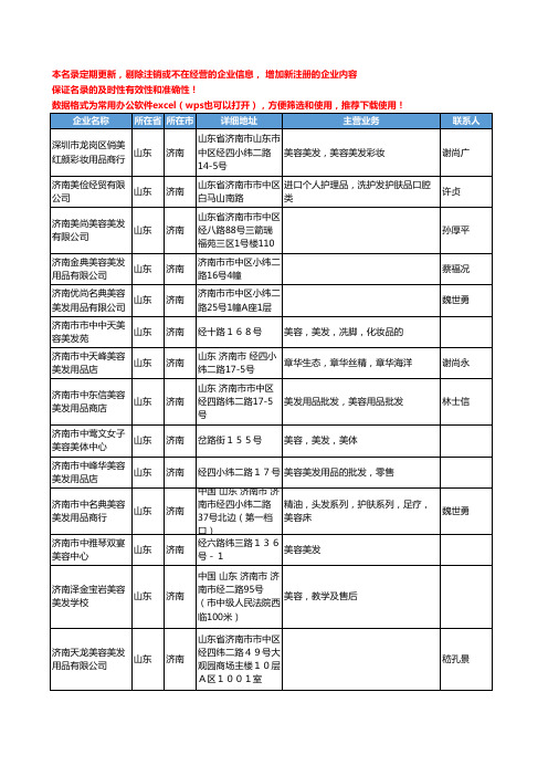 2020新版山东省济南个人护理工商企业公司名录名单黄页联系方式大全69家