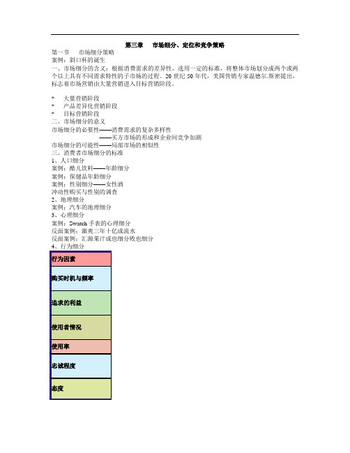 第三章 市场细分、定位和竞争策略