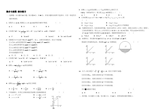 高中数学必修第一册集合与函数 综合练习 试题