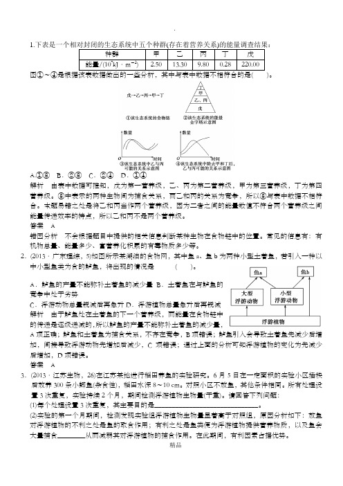 能量流动专题练习含解析