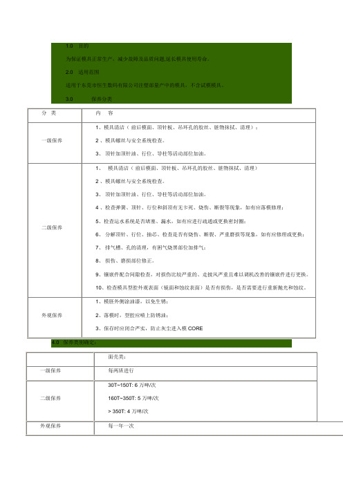 注塑成型模具保养规范