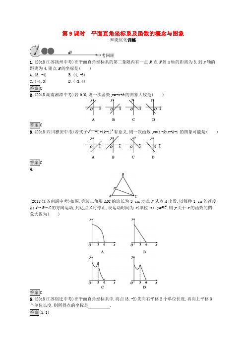 【精选】中考数学总复习第一板块基础知识过关第9课时平面直角坐标系及函数的概念与图象知能优化训练新人教