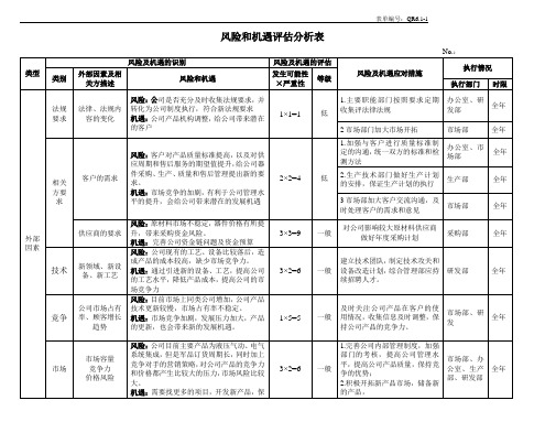 风险和机遇评估分析表