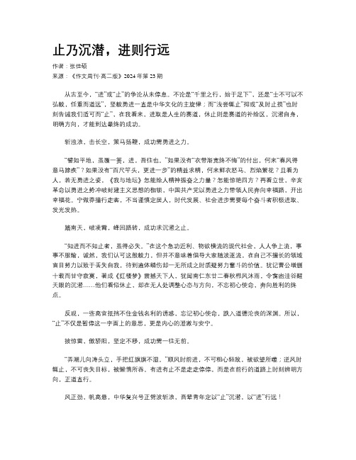 止乃沉潜,进则行远