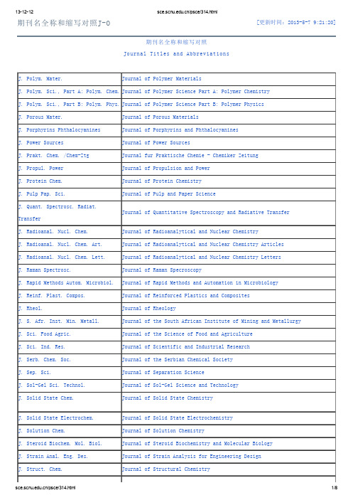 期刊缩写对照表 (全)2014