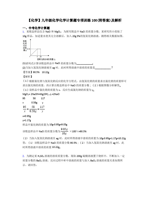 【化学】九年级化学化学计算题专项训练100(附答案)及解析