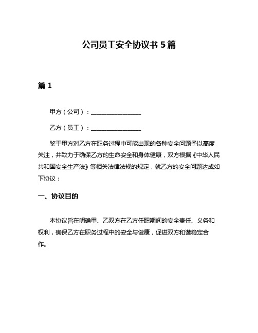 公司员工安全协议书5篇