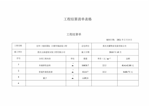 工程结算清单表格.docx