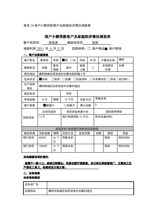 家庭经济情况调查表