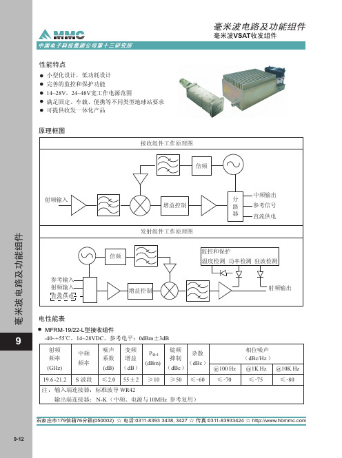 中国电子科技集团公司第十三研究所 毫米波电路及功能组件 说明书