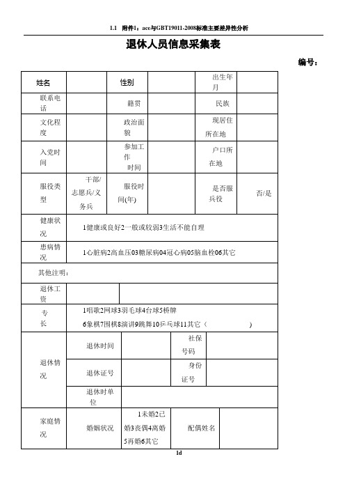 退休人员信息采集表