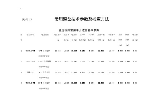 普通道岔技术参数及其检查方法