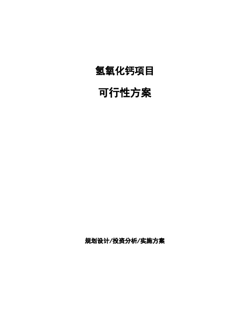 氢氧化钙项目可行性方案