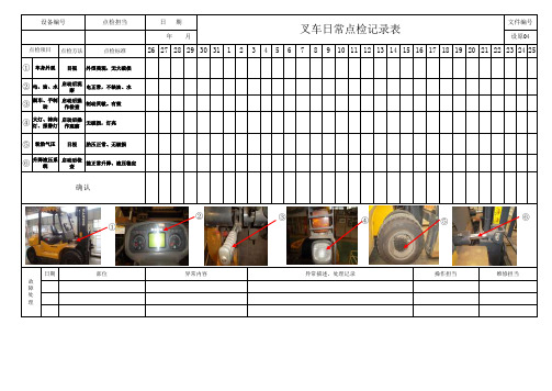 叉车日常点检记录表(新)2014.2.21