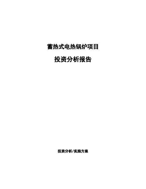 蓄热式电热锅炉项目投资分析报告