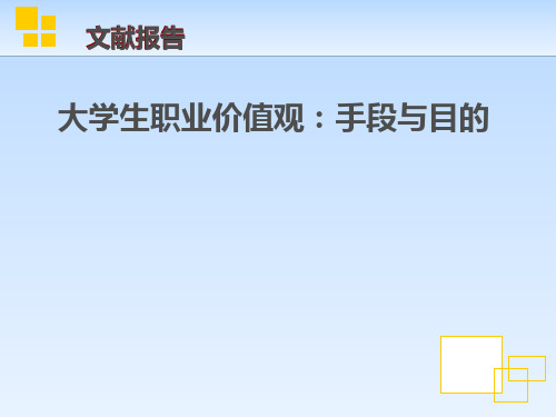 职业生涯规划 大学生职业价值观：手段与目的