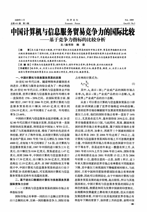 中国计算机与信息服务贸易竞争力的国际比较——基于竞争力指标的比较分析