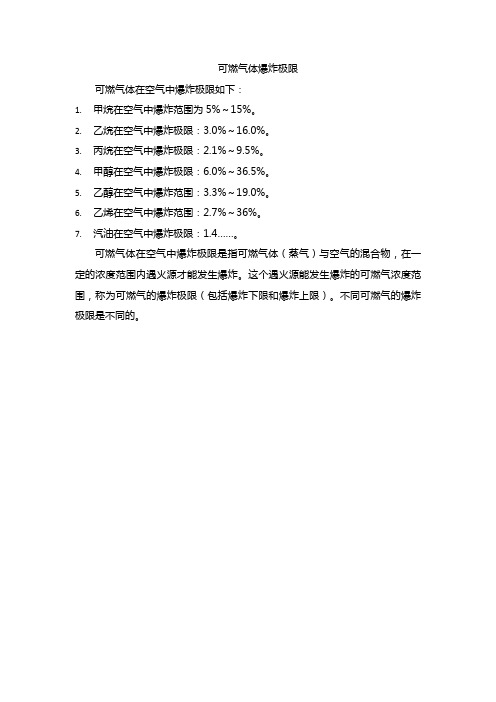 可燃气体爆炸极限