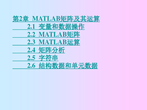 第2章 MATLAB矩阵及其运算 21 变量和数据操作 22