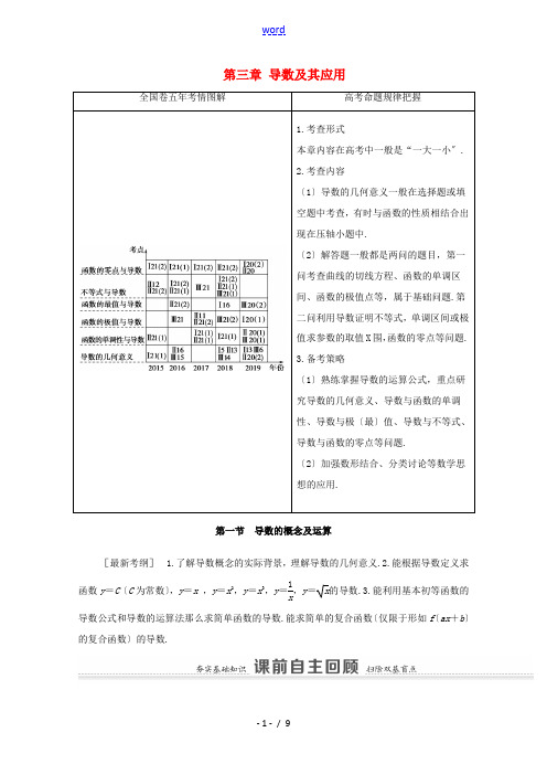 高考数学一轮复习 第三章 导数及其应用 3.1 导数的概念及运算教学案 苏教版-苏教版高三全册数学教