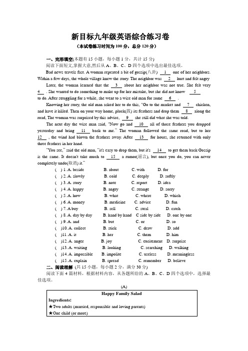 新目标九年级英语综合练习卷
