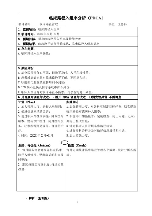 临床路径入组率PDCA案例分析