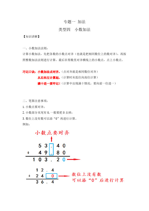 小学数学计算题专题《小数加法》