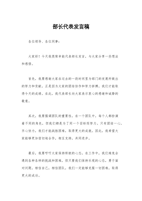 部长代表发言稿