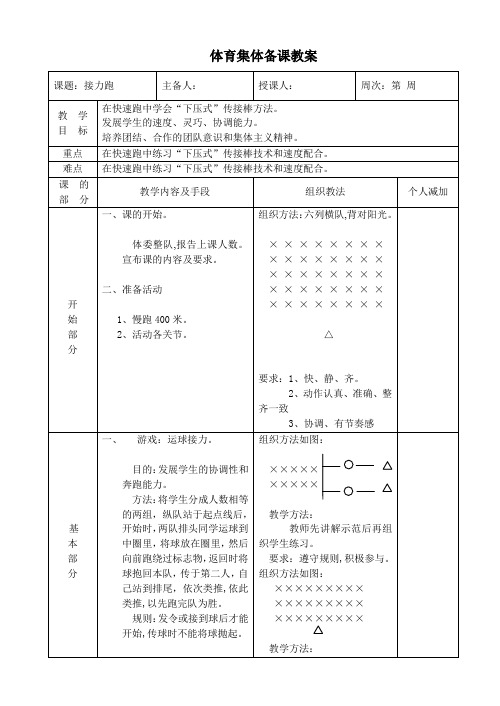 体育集体备课教案